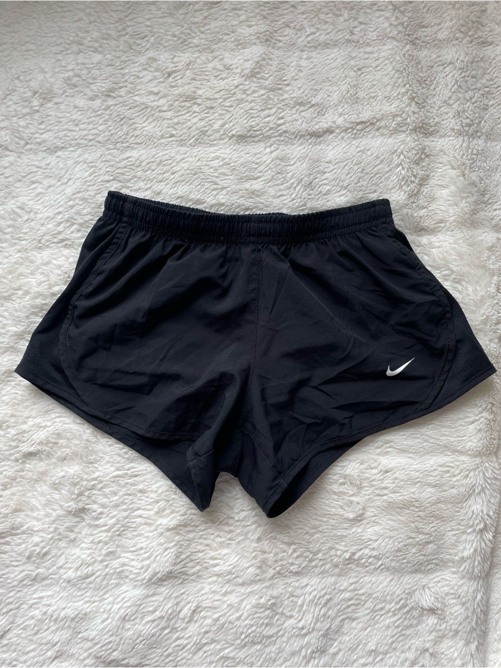 Nike Black Women's Athletic Running Shorts with White Swoosh
